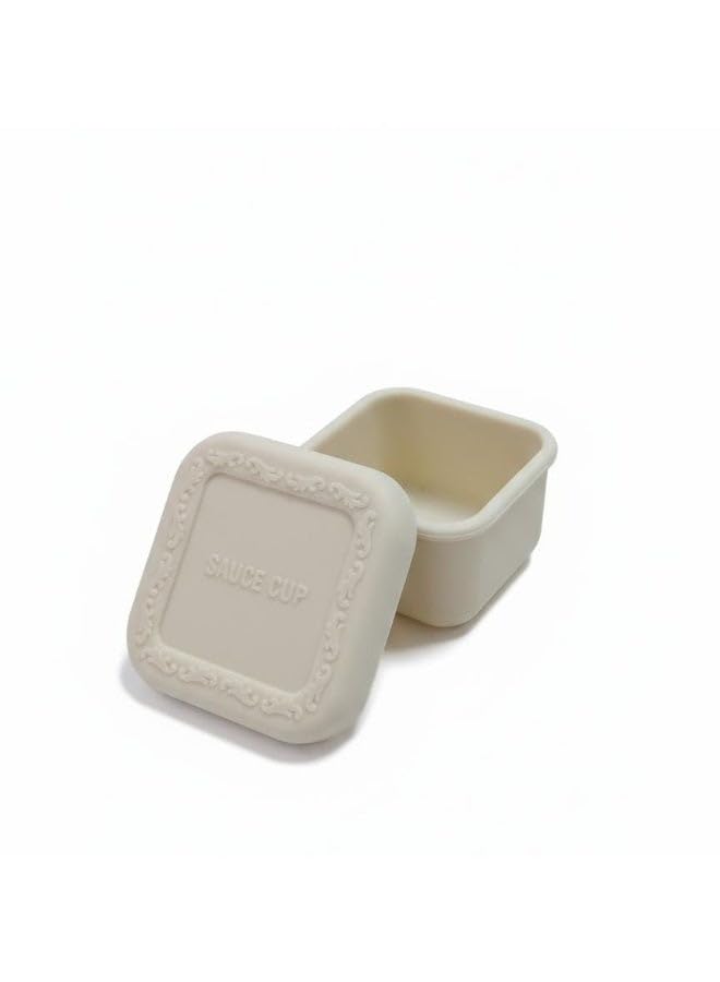 Premium Silicone Sauce and Food Prep Container with Leak Proof Lid Freezer and Microwave Safe Portable Mini Dressing Cup for Lunch Box and Meal Storage BPA Free 1 Pack Beige