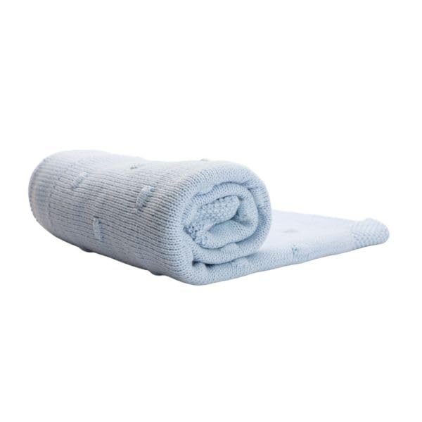 mamas gift Knitted Baby Blanket - Soft & Breathable, Knot Design, Lightweight All-Season Comfort, Perfect for Stroller, Nursing Cover, Play Mat, 80x100 cm, Blue