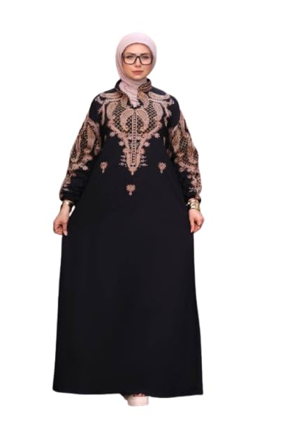 Luxury Women's Casual Abaya with Gold Thread Embroidery – Elegant Layered Outwear Abaya Imported Marassi Cotton – Size 1 (60-85KG) & Size 2 (85-120KG)