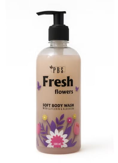 PBS Fresh Flowers Soft Body Wash with Glycerin & Aloe Vera - 500ml