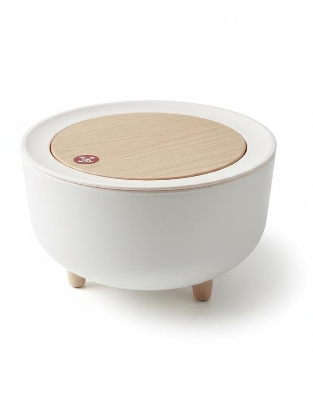 Spaceshoop Trash Can for Home and Office Use, Desktop Waste Bin for Daily Disposal and Clean Spaces, Practical Design for Work Areas and Living Rooms Modern Round Desktop Storage Box -White-1 pc