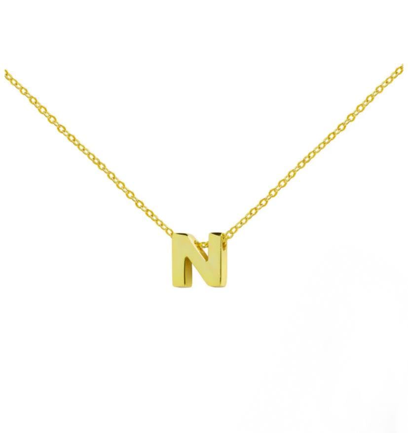 Trendy Gold Color Initial Alphabet N Name Letter Pendant Necklace For Women Girl Jewelry