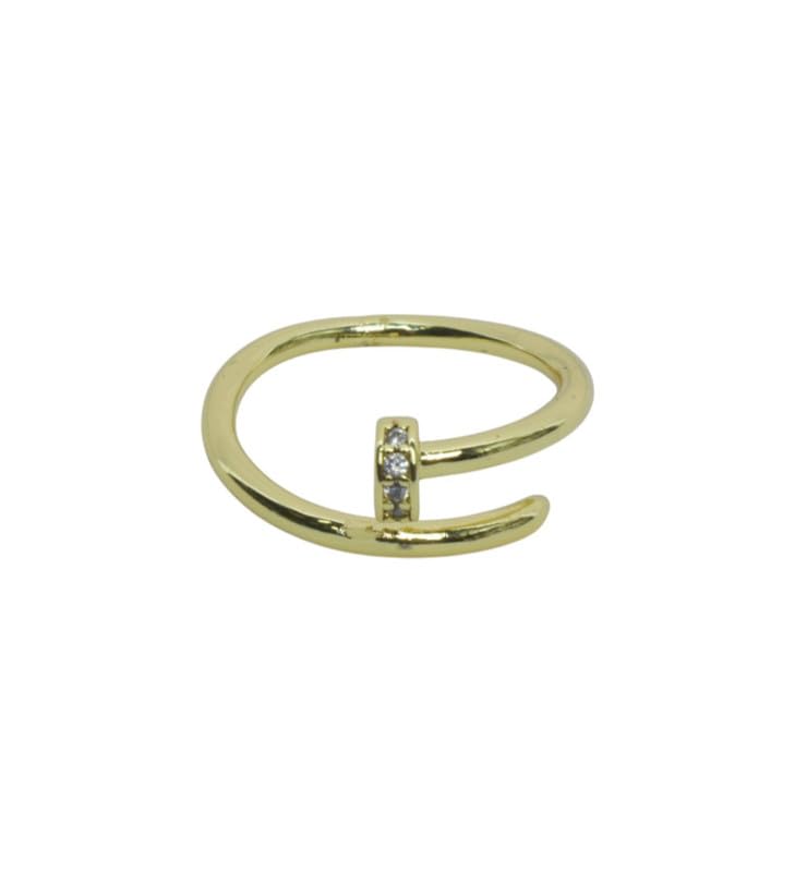 Platinum Adjustable Nail, Free Size -Inspired Wrap Ring for Women, Free Size - Gold