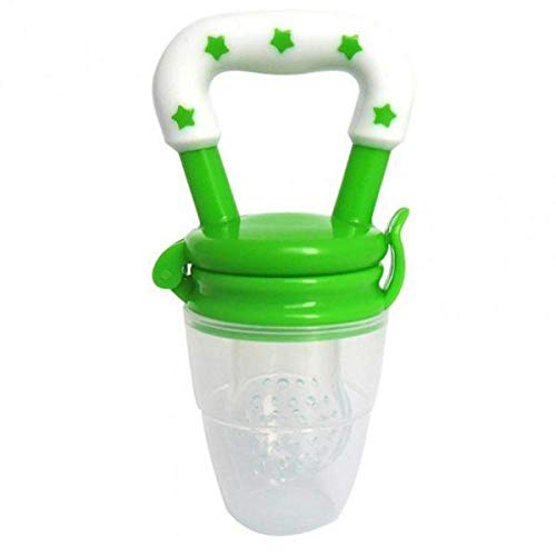 Baby Fruit Feeder Pacifier Fresh Food Feeder, Infant Fruit Teething Toy, Silicone Pouches for Toddlers & Kids Nipple Teat Feeder (Medium,Green)
