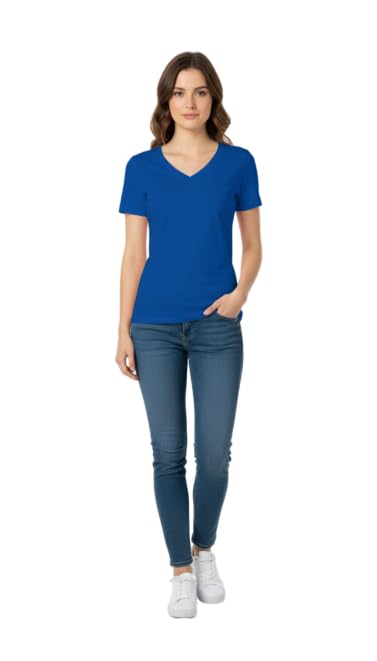 Bella Cotton Half Sleeves T-Shirt With Simple Design For Women, XX Large - Blue