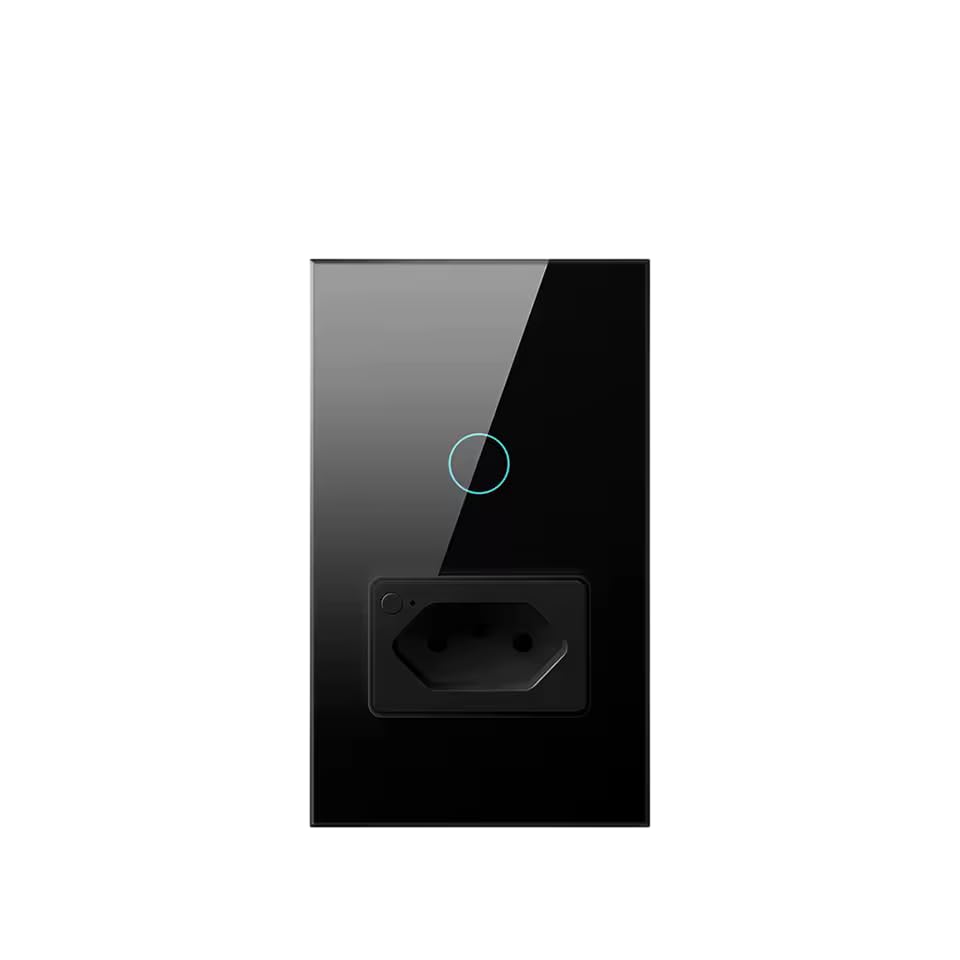 Smart Wall Socket Plug Wifi with 1 gang light Switch from Avatto Works with Tuya/Smartlife Support Alexa and Google Home - Black