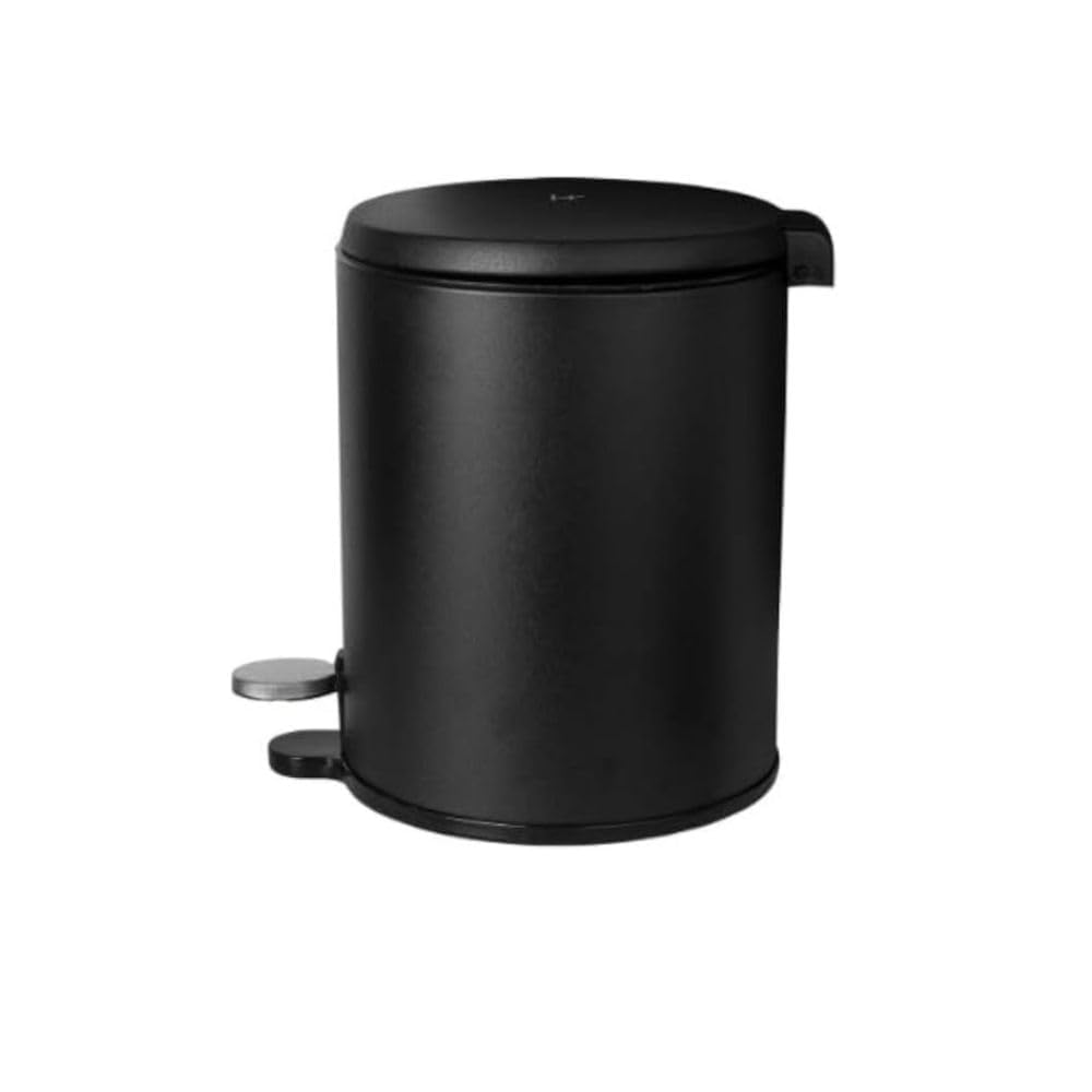 Primanova Stainless Steel Wastebin with Lid Soft Close and Inner Basket for Easy Garbage Removal, 6 Liter, Black, for Home, Kitchen, Office and Bathroom