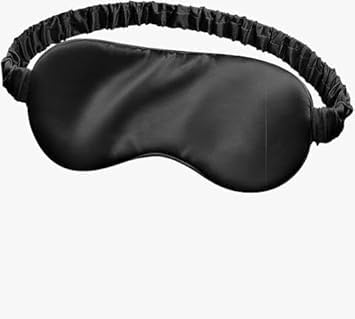 Silk Sleep Eye Mask, Black, Ergonomic Nose Contour Design, Adjustable Elastic Strap 20.5-23 Inch, Travel-Friendly Comfort for Rest