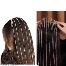 Elegant hairband with long fringes and diamonds for women, a perfect head accessory for brides at weddings and occasions (2PCS)