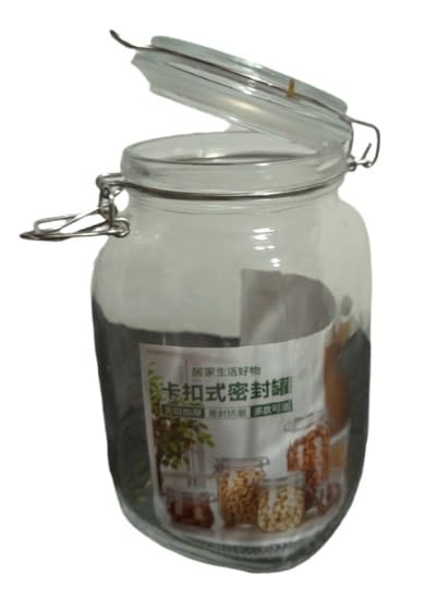 Glass storage jar container with clamp and air tight lid 3000 ml