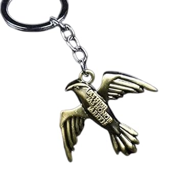 GOT House Stark Inspired Bird 3d Baratheon Targaryen Lannister Stark Tyrell Gold Pendant Keychain, Antique Finish