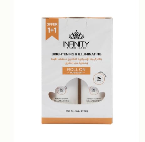 Infinity Clinic Pharma Brightening & Illuminating Roll-On Deodorant, Oud Scent, with Dermawhite WF & Kojic Acid, 2-Pack