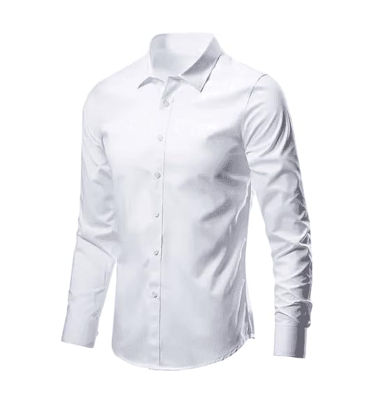 Slim Fit Men's Shirt – Long Sleeve Office, Date & Event Ready color white size meduim -40..a4136