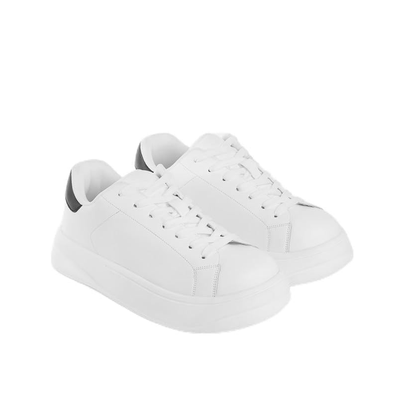 Men’s Classic Leather Sneakers with Thick White Sole – Casual Fashion Streetwear Shoes for Everyday Comfort & Style
