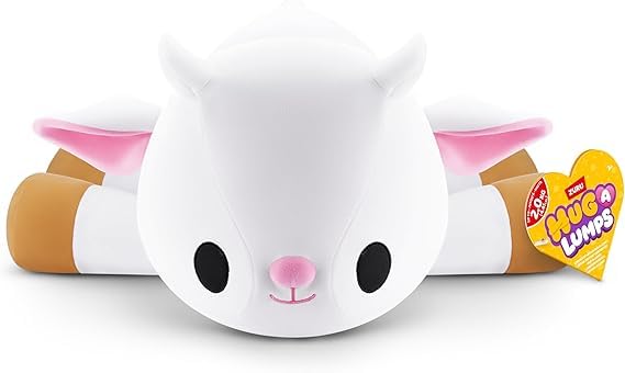 ZURU Hug A Lumps Weighted Plush Toy, White Goat with Pink Ears, Super Soft Squishy Polyester, 80 cm, Ages 3+