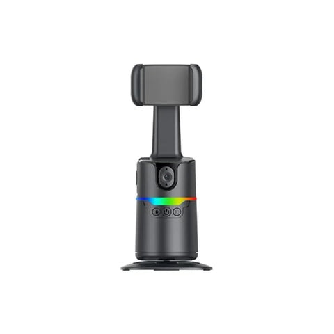 Auto Face Tracking Phone Holder, No App Required, 360° Rotation, Smart Photography Camera Stand for Live Video, Rechargeable Battery, Black