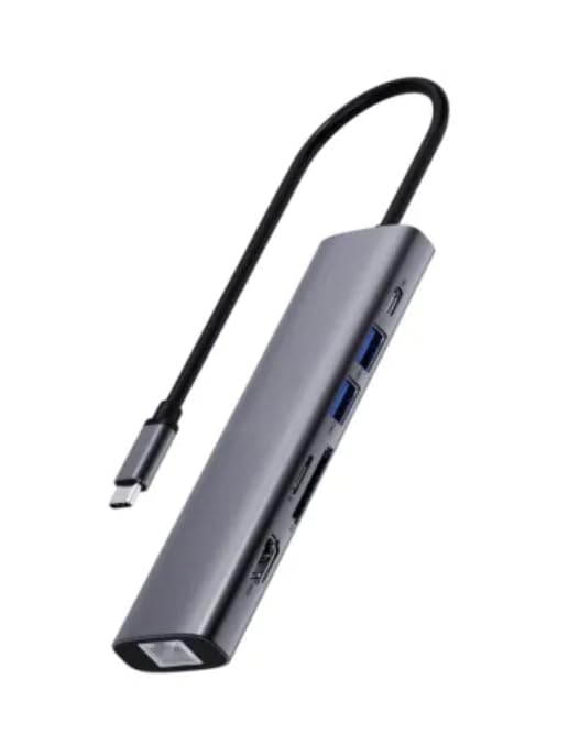 R@poo XD71 7-in-1 Multifunctional USB-C Docking Station, HDMI 4K@60Hz, PD 100W Charging, USB 3.0 Ports, RJ45 Gigabit Ethernet