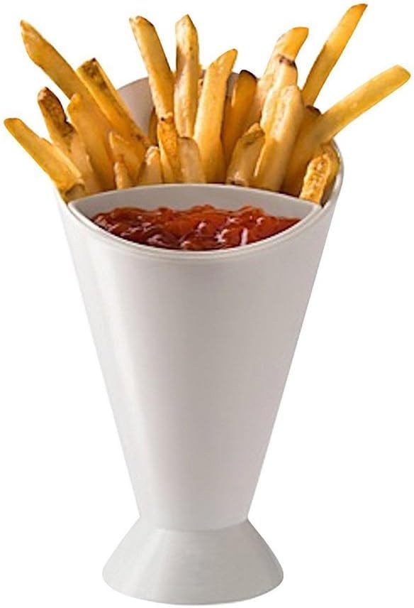 Potato Serving Bowl with Sauce Holder, White Plastic, Stable Base, Suitable for Restaurants, Parties, Home