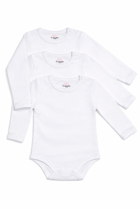 Candie Baby Long Sleeve Bodysuit, Cotton (White Pack, 12-18 M)