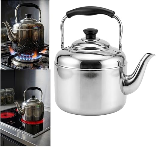 Volura Stainless Steel Teapot with Whistle, Cute Handle, 2 Litre, for Gas, Electric and Induction Cooker