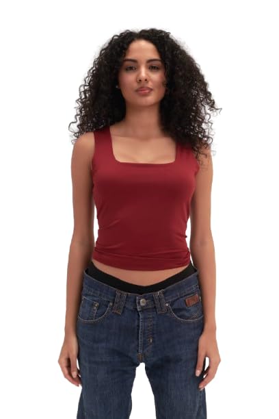Womens Square Neck Double-Layer Tank Top BT007-BRG Modern (pack of 1)