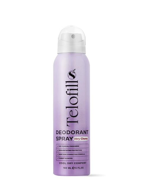 Telofill Deodorant Spray Very Cherry, 150 ML, Cool Dry Comfort, Cherry Scented, 48H Clinical Freshness