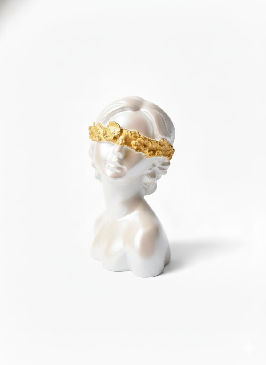 Handmade Marble Decor Statue – Pure Queen | Luxury Classic Masterpiece for Home Decor and Living Room (White & Gold)