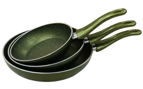 Upgraded 3 Piece Fry Pan Set, Premium Colors Assorted Sizes, Non-Stick Pans with Heat Distribution Perfect for Healthy Cooking and Easy Clean k (Oily)