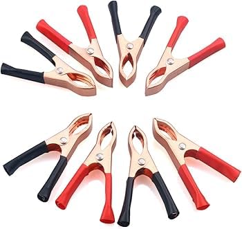 8 Pack 2 Pack Insulated Jumper Cable Clips 600A Heavy Duty Metal Electrical Clamps, Battery Charger Clips, Alligator Clips for Cars, Boats, Vehicles (Black & Red)