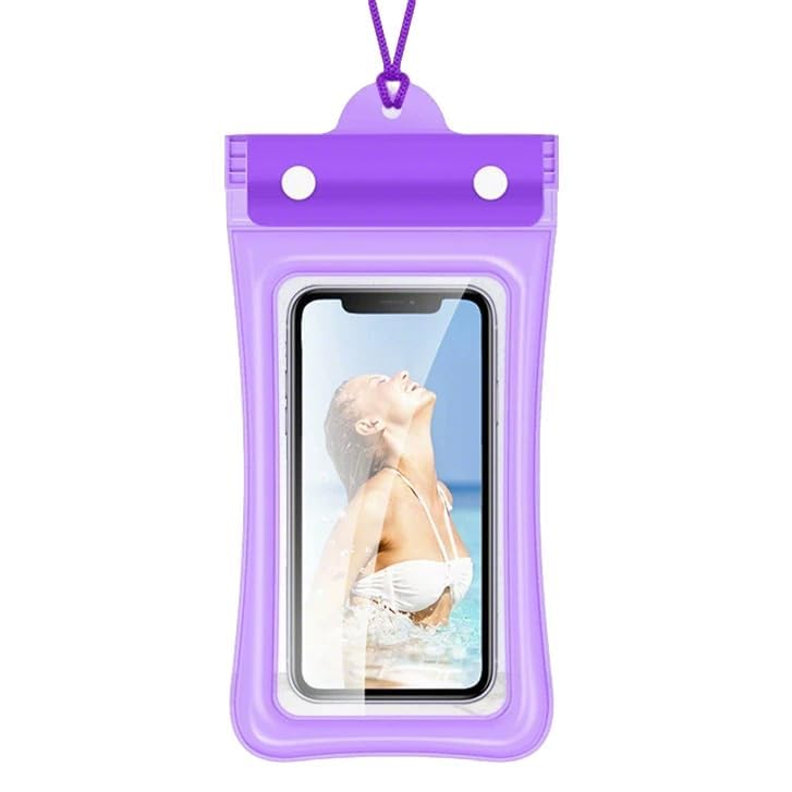 Nopatia Floating Waterproof Phone Case [Up to 7.0" Screen], Floating Swimming and Diving Case with Neck Strap, Compatible with iPhone, Samsung and All Phones (Purple)