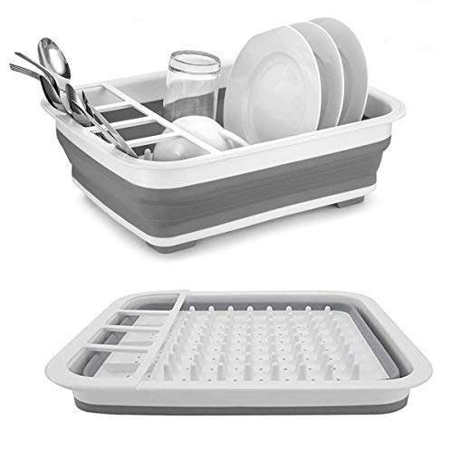 GAAZA VALLEY Collapsible Dish Drying Rack/Portable Sink Dish Drainer/Dinnerware Organizer for Kitchen (14.5"(L) x 12.5"(W) x 5.1"(H))
