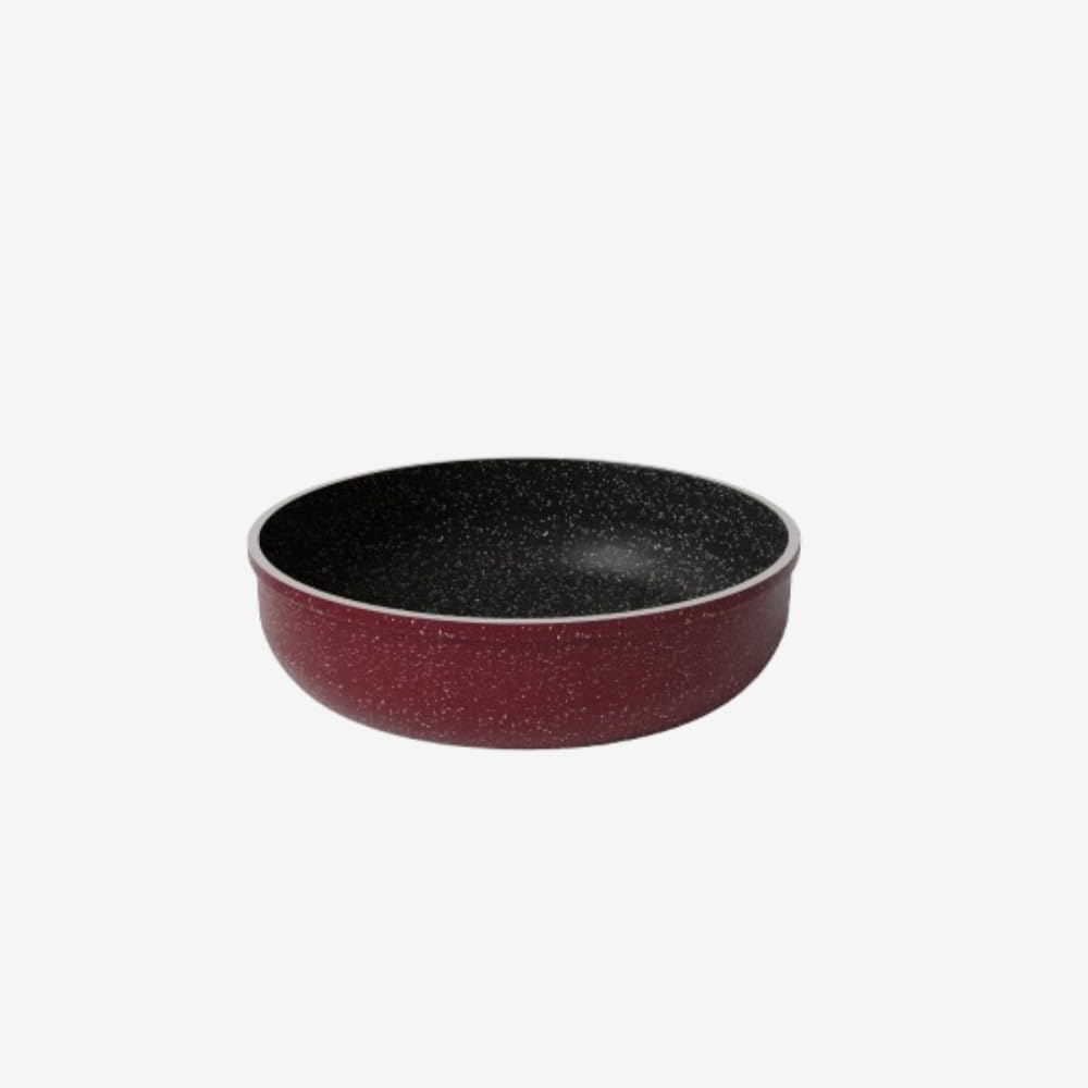 Power Granite Round Oven Tray 3-Piece Set in Red with a durable 5 mm body for excellent heat distribution. Premium non-stick granite coating ensures perfect baking results and easy cleaning.