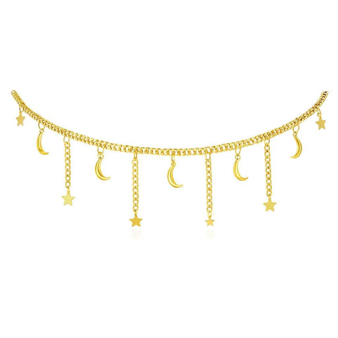 Moonbeam Charm - Elegant Layered Waist Chain Featuring Star and Moon Pendants Designed for Women Who Appreciate Refined Body Jewelry Adding Confidence and Grace to Every Step They Take