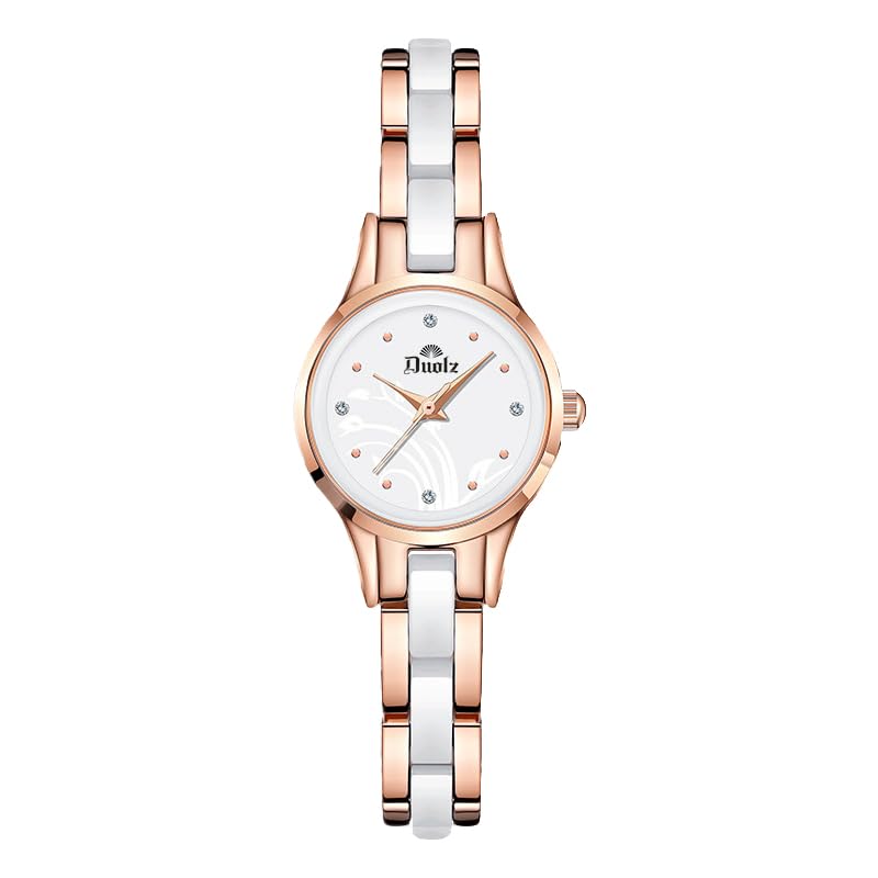 Elegance Women's Watch –Perfect for Elegant look- Lightweight Gold & White Alloy Case, 24mm Minimalist Dial, Quartz Movement, 3ATM Water Resistant.