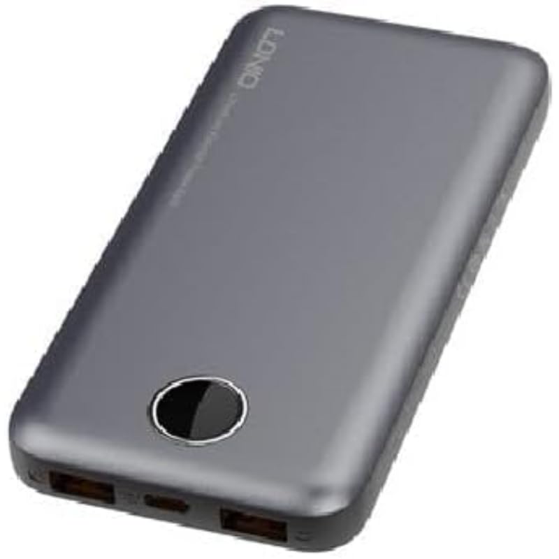 LDNIO P10 Power Bank With Dual USB Ports And 1 USB-C Port Including LED Display Shows The Remaining Battery Power Fits Multi Devices 10000 mAh - Gray Silver
