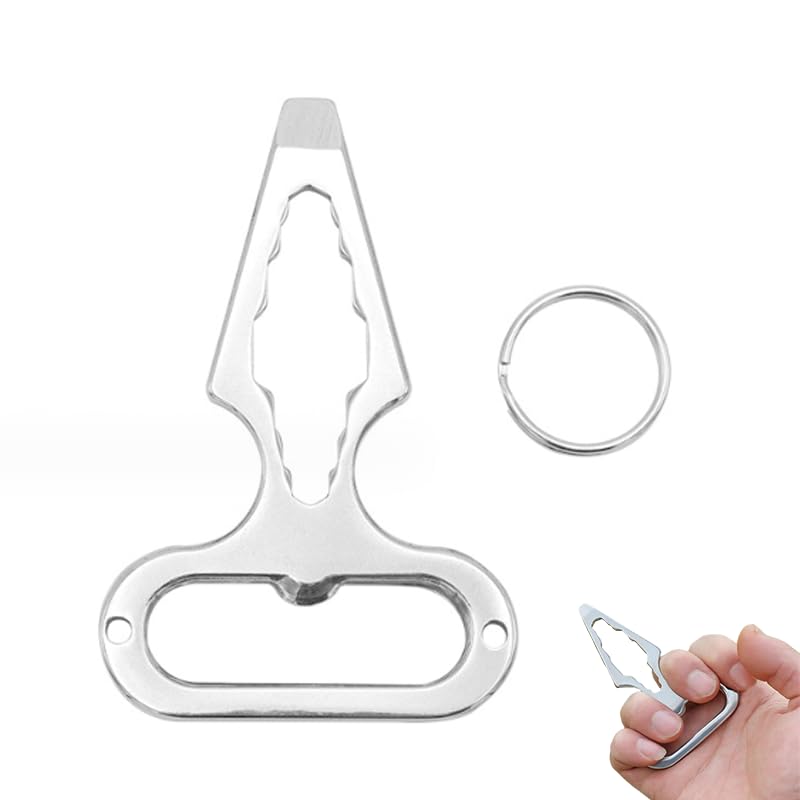 Multifunctional Key Tool, Stainless Steel Multi-Tool Key Holder, Outdoor Multifunctional Keyring, Stainless Steel, Self-Nailing Multi-Tool Keyring (Silver)