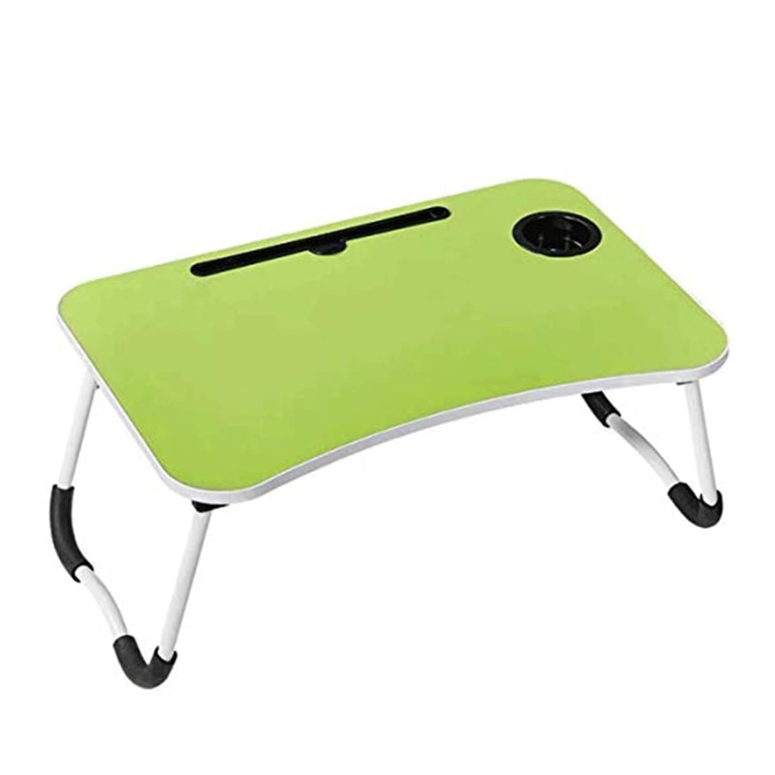 Beauenty Folding Bed Table Laptop Tray with iPad and Cup Holder Adjustable Lap Tray Notebook Stand Foldable Portable Standing Desk for Indoor Outdoor Camping Study Reading Eating (Green)