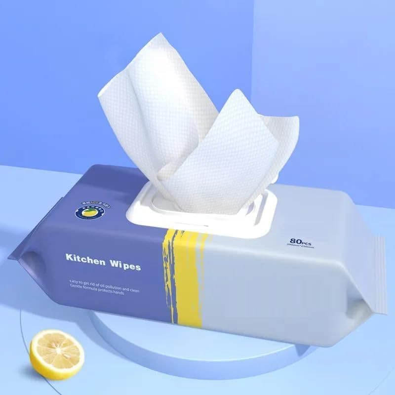 SILENCIO Kitchen Cleaning Wipes | Strong Decontamination | Disposable Kitchen Wet Household Cloth Towel For Removing Grease Stains And Glass Table Tissue