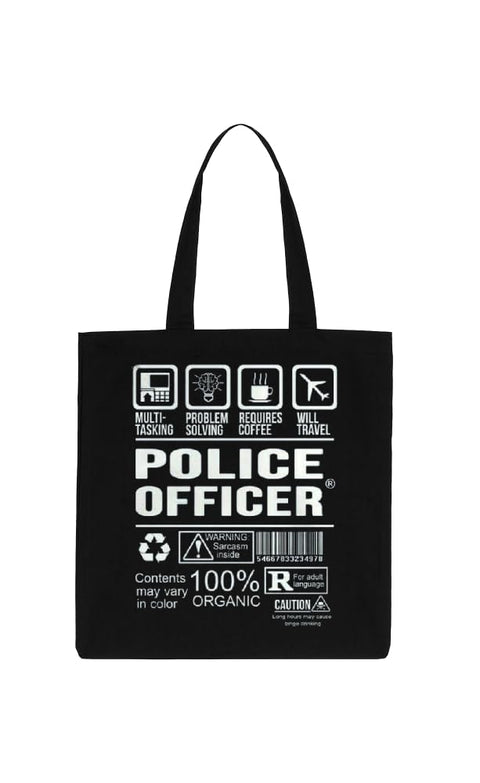 Black tote bag Youth tote bag art (police officer) 18