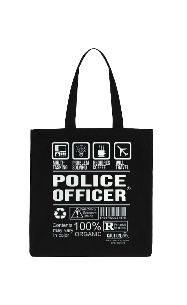 Black tote bag Youth tote bag art (police officer) 18