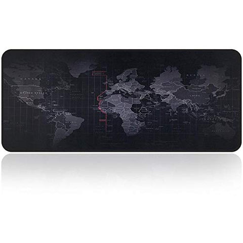 World Map Extended Gaming Mouse Pad, Large Desk Mat with Stitched Edges, Non-Slip Rubber Base, Smooth Surface Keyboard & Mouse Pad for Gaming, Office, Laptop & Desktop, 70 × 30 cm – Multi-Color