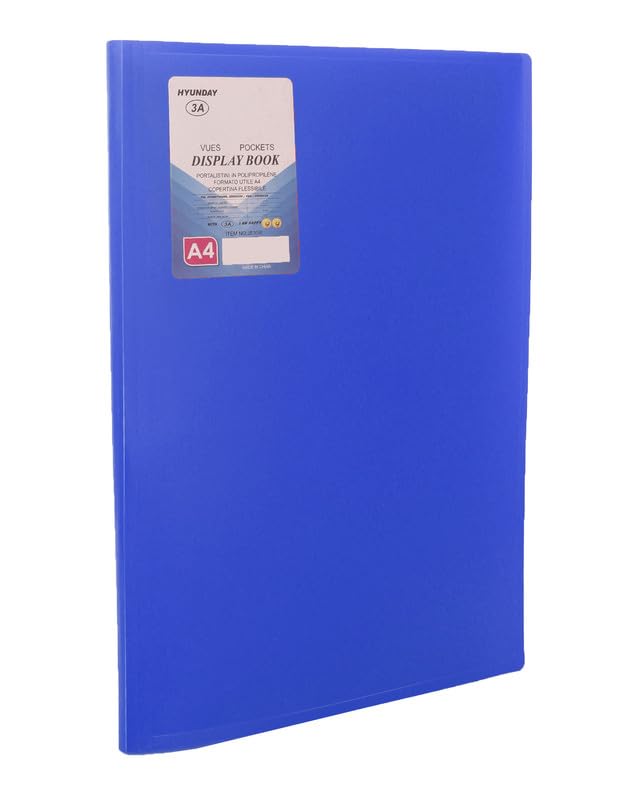 3A JS50R Plastic Document Book 50 Pockets A4 Size 100 Sheets - Blue