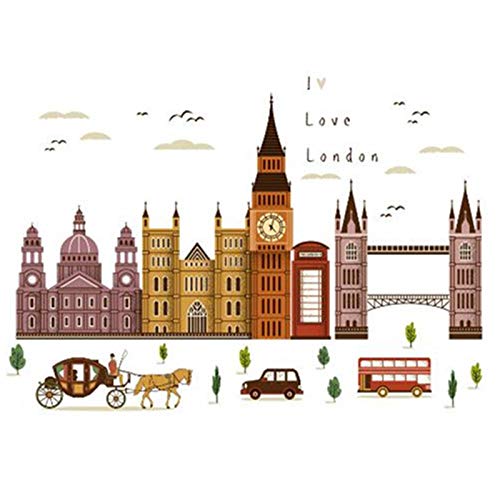 British Style London Wall Decal Sticker Big Ben Tower Bridge Room Decor DIY Art Wall Mural