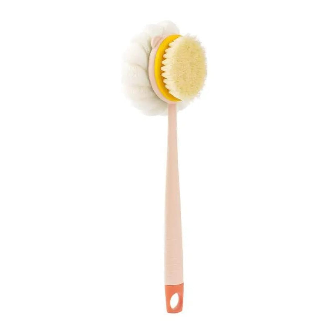 Long Handle Body Rubbing Shower Brushes, Dry And Wet Double-Sided Body Massage Exfoliating Tool, Long Handle For Easy Back Friction, Body Exfoliator For Bath Or Dry Brush (Pink Flocking)