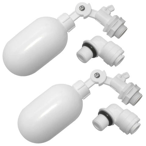 Joywayus Mini Plastic Float Ball Valve with 1/4" Quick Connect Push-In to Connect Tube Fittings Adjustable Water Filter Ballcock Fittings Automatic Water Level Control Switch (Pack of 2)