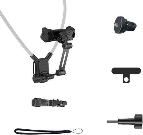 Neck Phone Holder- POV/Vlog Hands Free!- Neck Mount for Phones with Phone Clip, Compatible with iPhone Samsung Google Pixel and All Phones.