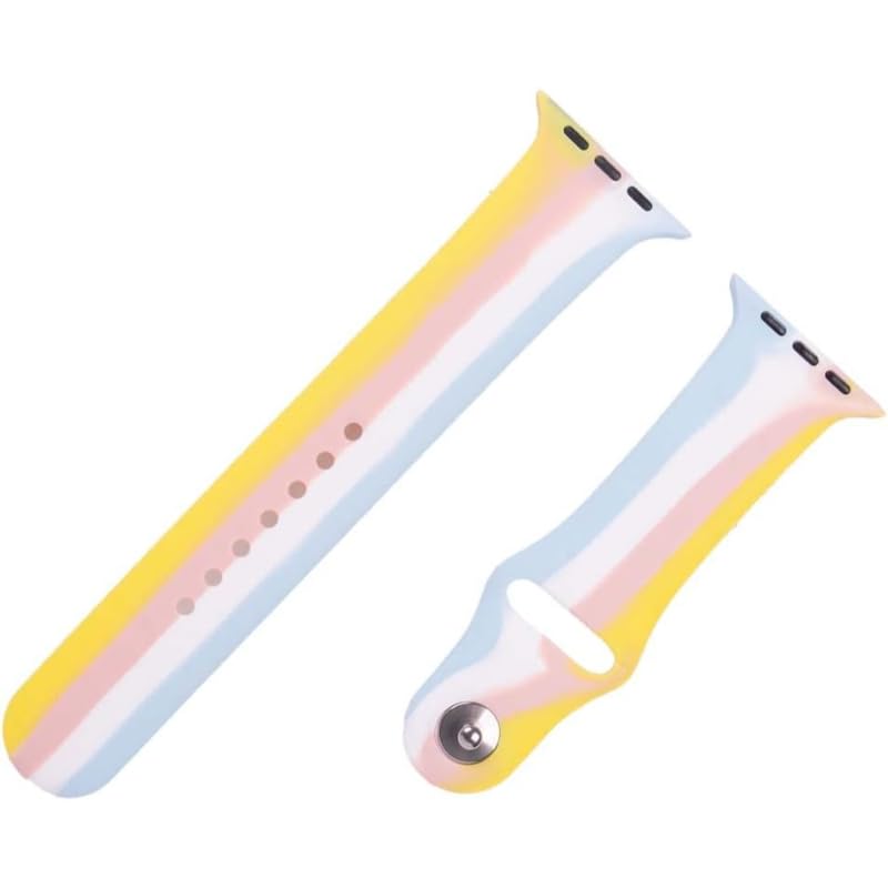 Silicone Adjustable Replacement Smartwatch Wristband, Quick Release Design Compatible with Apple Smart Watches 42mm, 44mm, 45mm - Multi Color (C)