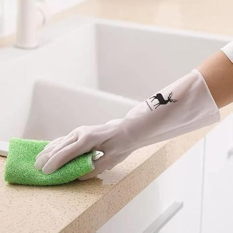 Kitchen Gloves Waterproof Dishwashing Gloves with Secure and Effective Grip for Easy Cleaning - Kitchen Tools Washing and Cleaning Gloves - Size (Small) - White