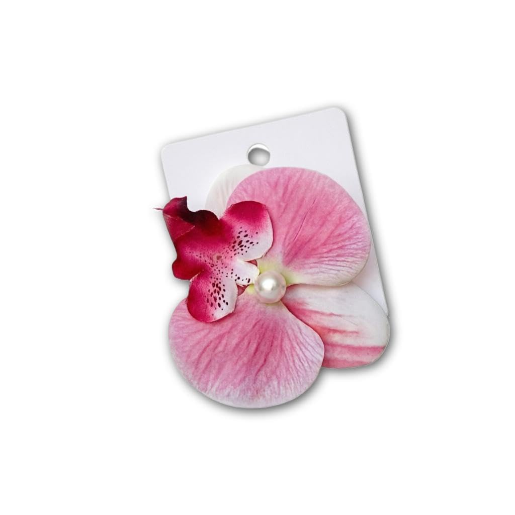 Pink Orchid - Realistic Flower Hair Accessory with Pearl Detail and Gentle Hold (model 4)