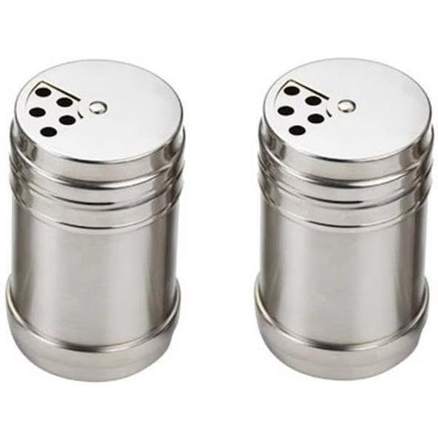 Stainless Steel Spice Set, Cylindrical Kitchen Seasoning Dispensers with Perforated Lids, 2 Pieces